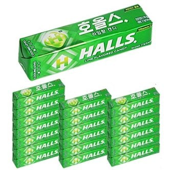 텐바이텐 HALLS 호올스 스틱 멘톨 사탕 졸음방지 캔디 라임 20개