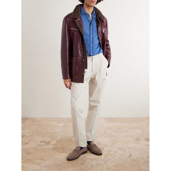 브루넬로쿠치넬리 컷어웨이 칼라 리넨 셔츠 46376663163000483