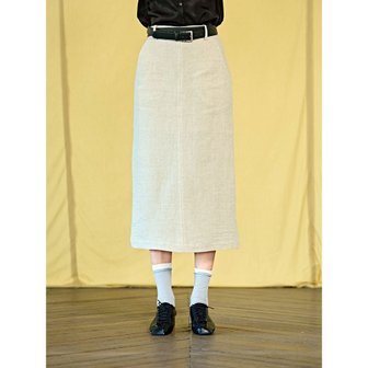 위메농(Oui mais non) Esther linen twin-belted skirts