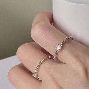 은반지 여성 큐빅 반지 스퀘어 여성 레이어드 반지 데일리 얇은
