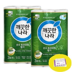 순수프리미엄 3겹 107MMx30Mx30롤x2팩+포켓물티슈