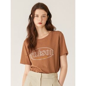 Lettering Needlework T-shirt_L-BROWN (SA3STN3_72)