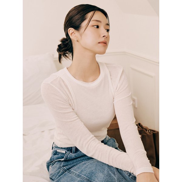 레이어드 긴팔 티셔츠_IVORY