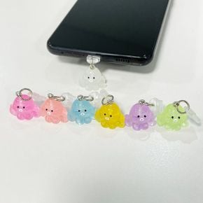 미니 야광 문어 C타입 먼지 마개 충전단자 보호캡