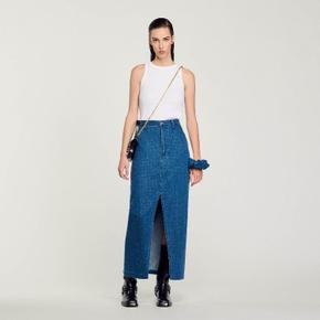 라인스톤 롱 데님 스커트 Bleu jean SFPJU01254