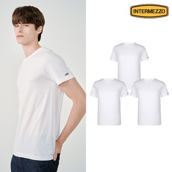 INTERMEZZO [인터메조] 순면 30수 공용 베이직 라운드 반팔 티셔츠 3장