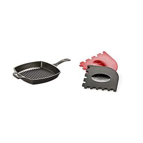 미국 롯지 무쇠팬 Lodge L8SGP3 PreSeasoned CastIron Square Grill Pan and Scraper Bundle 135