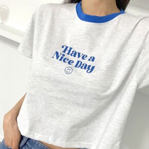 에리카 컬러 배색 크롭 반소매 티셔츠 [HRS-1060]
