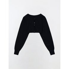 SIGNATURE BUTTON CLOSING BOLERO KNIT TOP - BLACK