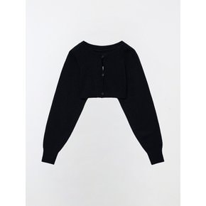 SIGNATURE BUTTON CLOSING BOLERO KNIT TOP - BLACK