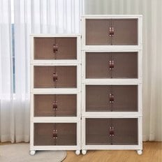  특대형출시 청소앤 360도 이동식 4단 폴딩 수납장 65cm 80L 리빙박스