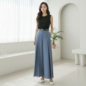 / 유니크 하이웨스트 핀턱 와이드 슬랙스 하체비만 체형커버 팬츠 정장 바지