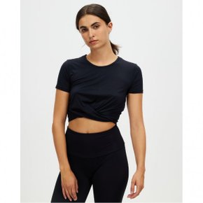 4374091 Under Armour Motion Crossover Crop SS Top - Black  White