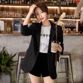 봄가을 여성용 베이직 하프 정장재킷 루즈핏 날씬해 보이는 캐주얼 재킷 오피스룩 통근룩