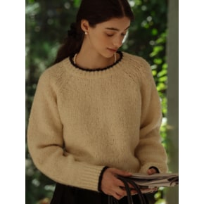 Alpaca coloring knit top(Ivory)