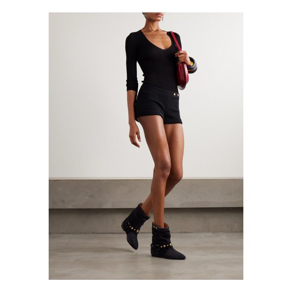 디하 버튼 장식 골지 울 혼방 쇼츠 블랙 46376663162944473