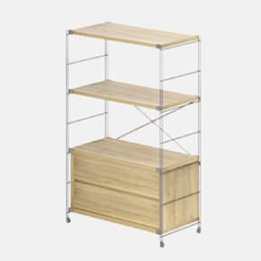 [무케] 레브릭스_쉬포니에 모듈가구 1열선반유닛 옵션14(가로 83.5cm x 높이 130cm)2선반+서랍장