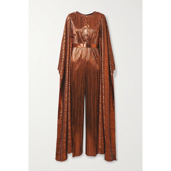 셈셈 Belted Draped Plissé-lamé Jumpsuit 브론즈 6630340699241825