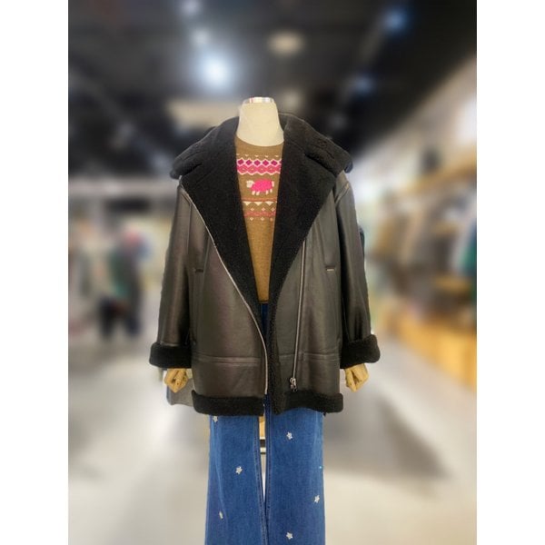 [여주점] 배색 인조 무스탕 (BAJP98361)