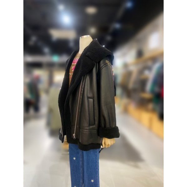 [여주점] 배색 인조 무스탕 (BAJP98361)