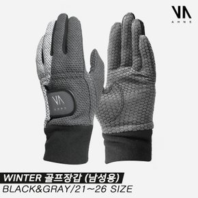 [안스골프정품]2022 안스 윈터(WINTER) 합피 골프장갑 [블랙&그레이][남성용/양손착용]