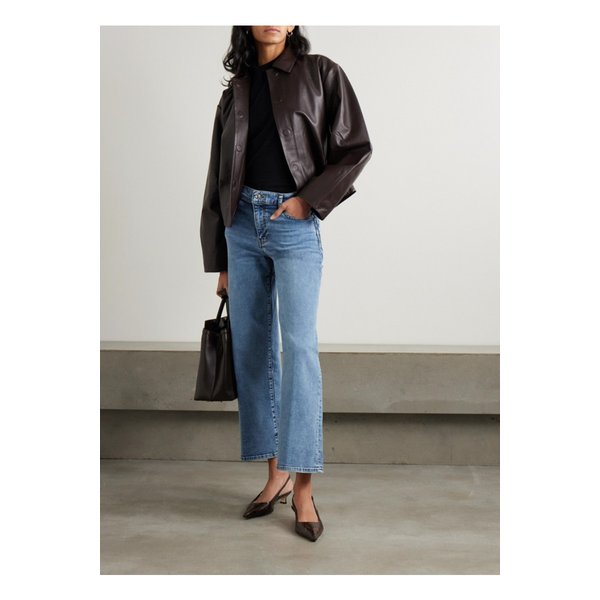 르 픽시 슬림 팔라조 하이라이즈 와이드 스트레치 진 미드 데님 1647597350117383