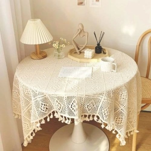 손뜨개 테슬 포인트 레이스 식탁보 3size 2