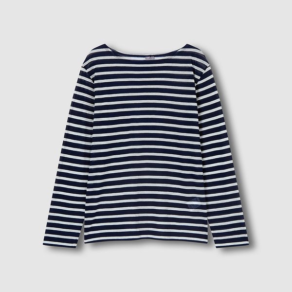 여 시어 스트라이프 긴팔 티셔츠 J116201074056