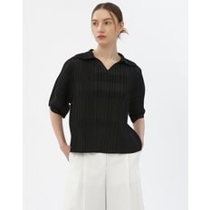 [24SS] [D-PLEATS] 블랙 톤온톤 체크 플리츠 나그랑소매 DLTS4BP26BK