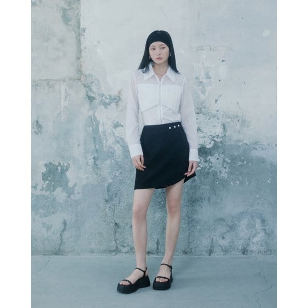 [시흥점] 여성 셔링 포인트 시스루 셔프형 블라우스 (ES2WB960)