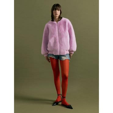 몰리올리 PIO overfit zip-up fur jumper [pink]