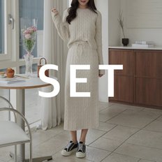 / 루렛니트 꽈배기스커트SET/스판/러블리/데일리