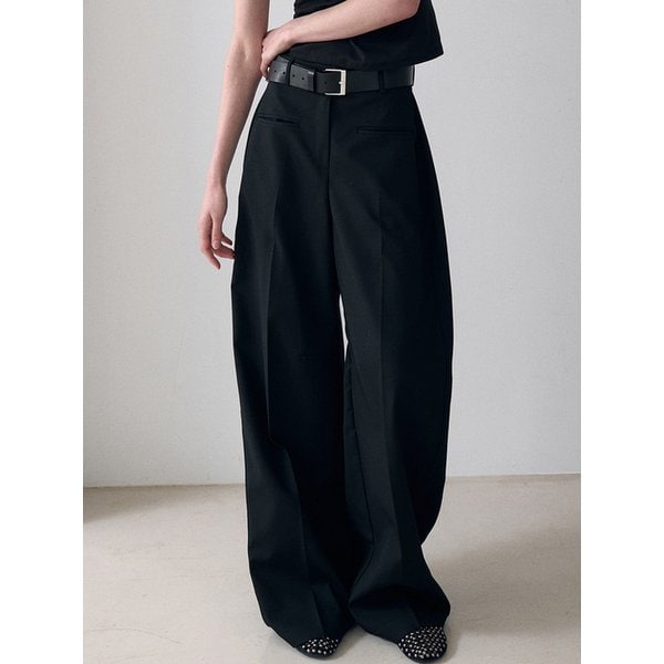 LT802 BALLOON WIDE SLACKS, BLACK