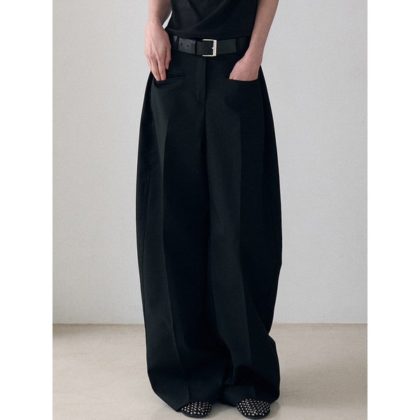 LT802 BALLOON WIDE SLACKS, BLACK