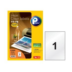 프린텍 AnyLabel 투명 라벨 1칸 V3960 5매