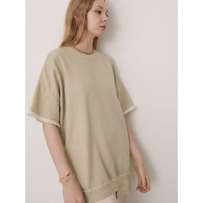 Tassel trimming sweat shirt- butter beige