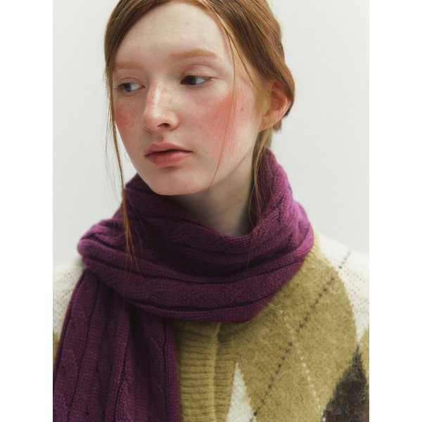 마리 케이블 울 니트 머플러(MAFDSC01MVI)