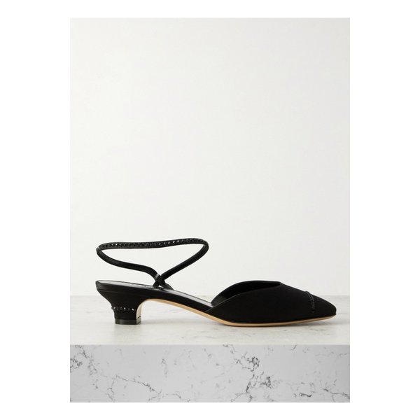 르 몽드 베릴 에리카 크리스털 장식 새틴 펌프스 블랙 46376663162892497