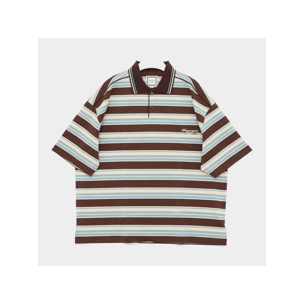 26SS 가슴로고 스트라이프 카라 반팔 남성 PK티셔츠 W261TS15776D