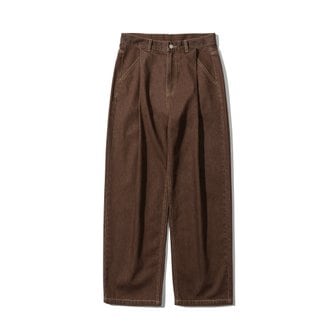 5252 BY O!Oi TUCK WIDE DENIM PANTS_BROWN