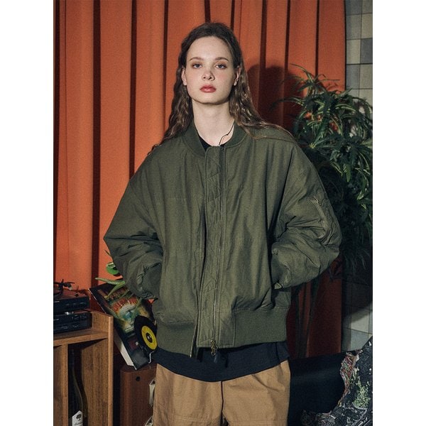 MA-1 오버 절개 자켓 카키