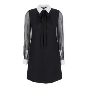 VALENTINO GARAVANI 여성 Black Short Dress with Pussy Bow Neck in Wool and Silk Woman