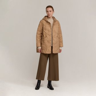 신세계라이브쇼핑 [플리츠미] 믹스 퀼팅 후드 롱 자켓_EDJKW125067