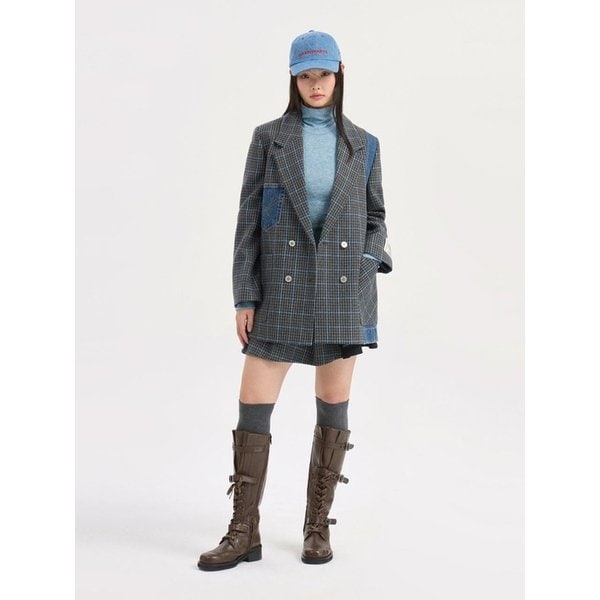 Check Denim Patch Double Jacket (multi color) LFJAS26110XXX