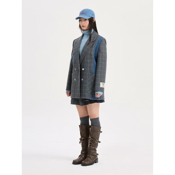 Check Denim Patch Double Jacket (multi color) LFJAS26110XXX