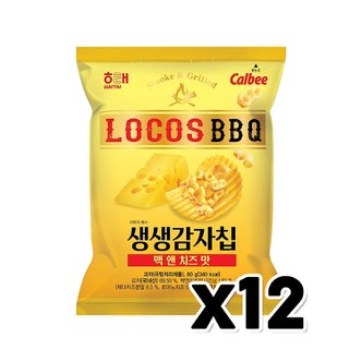  로코스BBQ 생생감자칩 맥앤치즈맛 봉지스낵 60g x 12개