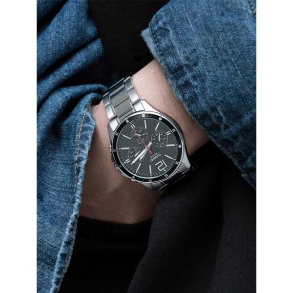 남성시계 메탈밴드 멀티 아날로그 블랙