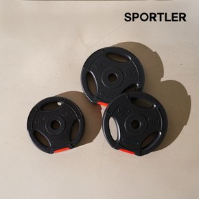 (공식)박스훼손 스포틀러 바벨 블랙 경량원판 홈트 단계별 25mm 헬스 원판 1.5kg 2개 세트