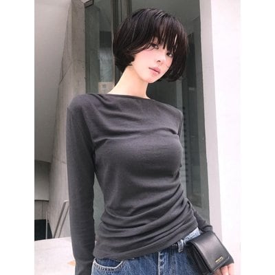 노우드 Mild shirring tee (Charcoal)