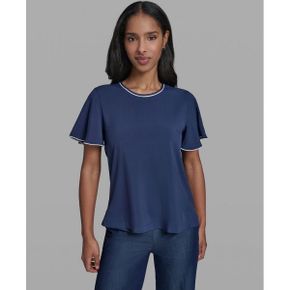 칼라거펠트 우먼 크루넥 Short-Sleeve Blouse - Naval Academy soft 화이트 26279125 1390063